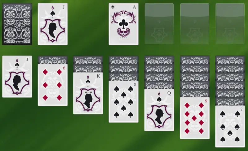 New solitaire game with first cards placed
