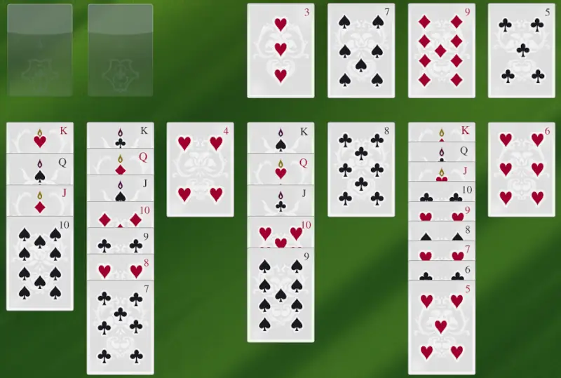 Near the end of a solitaire game